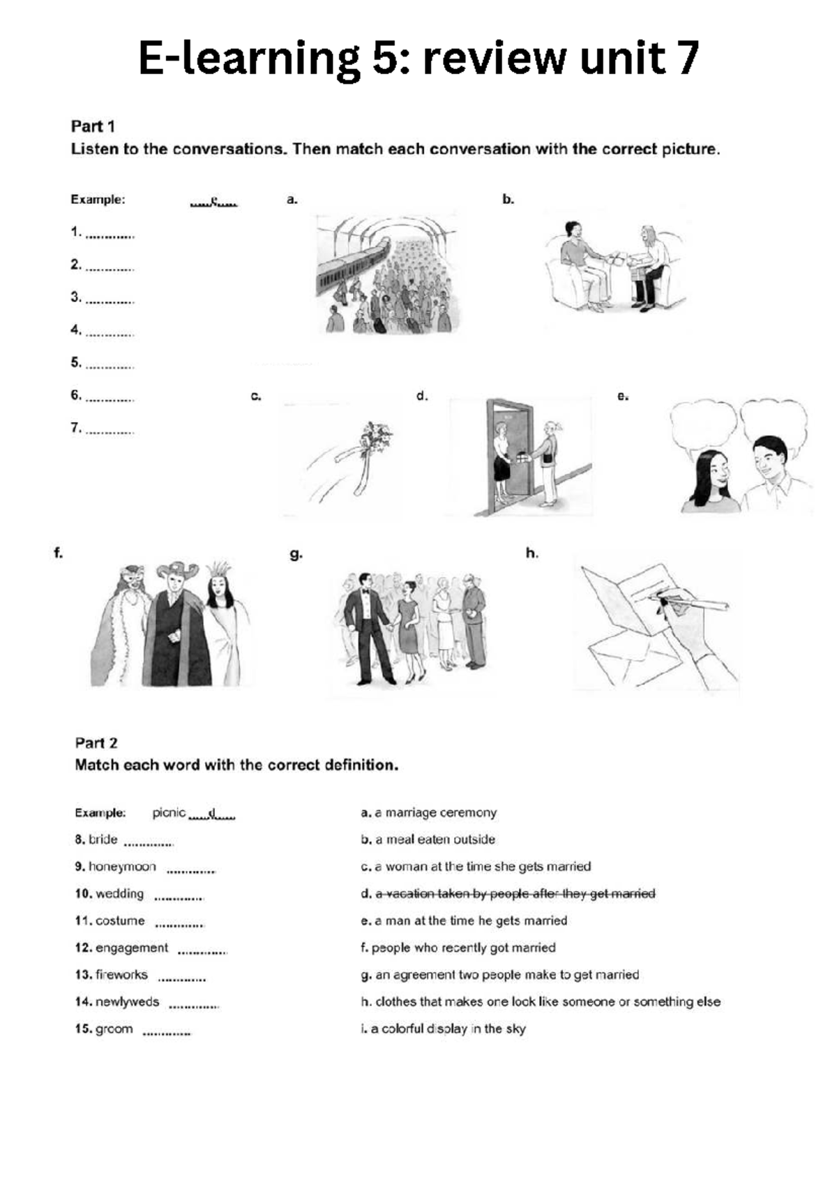E-learning 5: Unit 7 Review - Conversations & Grammar Exercises - Studocu
