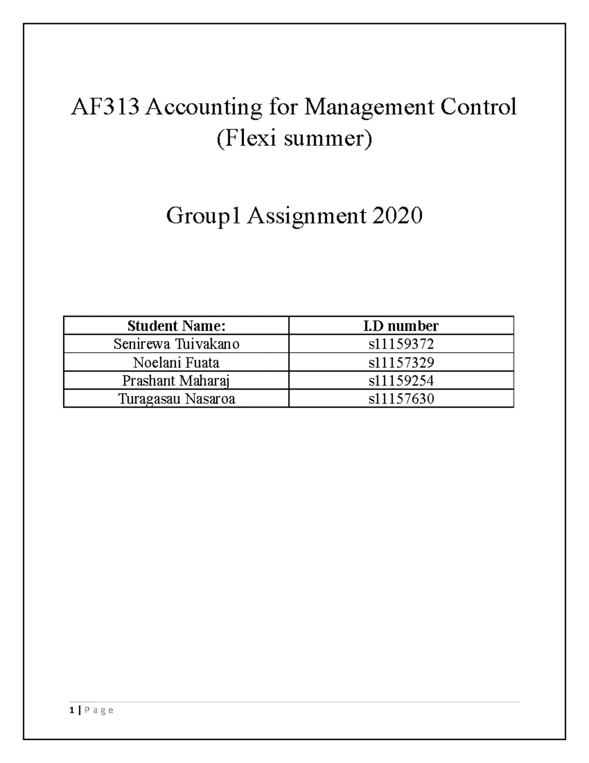 AF313 Accounting for Management Course Outline 2023 - Studocu