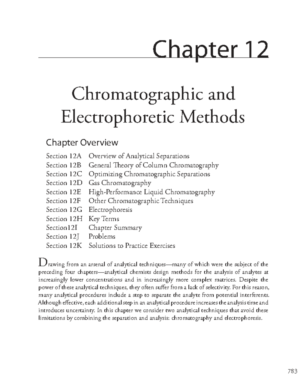 SCH 223 Chapter 12 - SEPARATION TECHNIQUES - 783 Chapter 12 ...