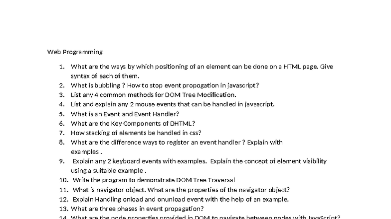 Web Programming 1: Key Concepts in HTML, CSS, and JavaScript - Studocu