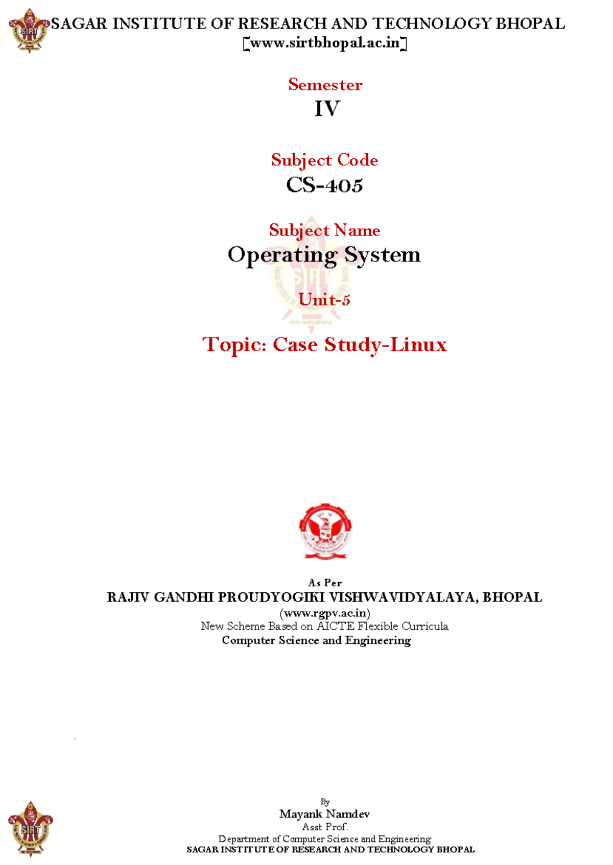 Linux case study for operating systems (CSE Semester IV) - Studocu