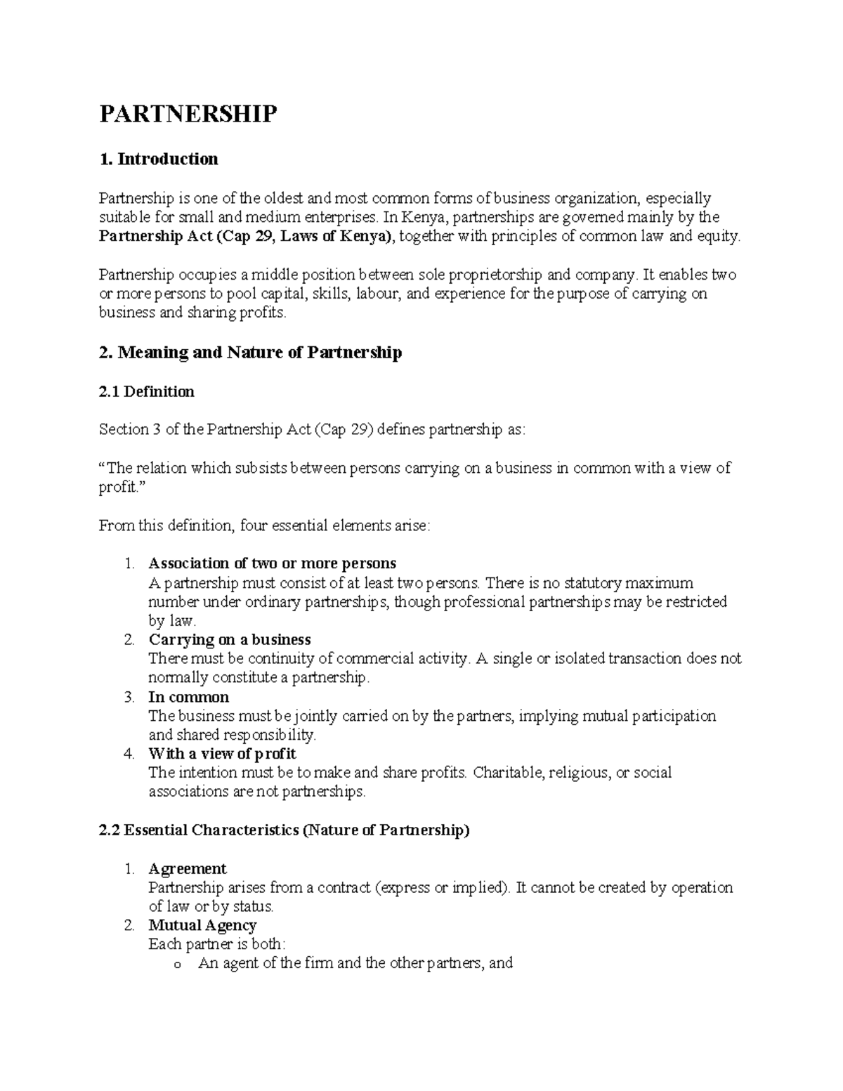 Partnership Module 1 - Overview and Key Legal Principles - Studocu