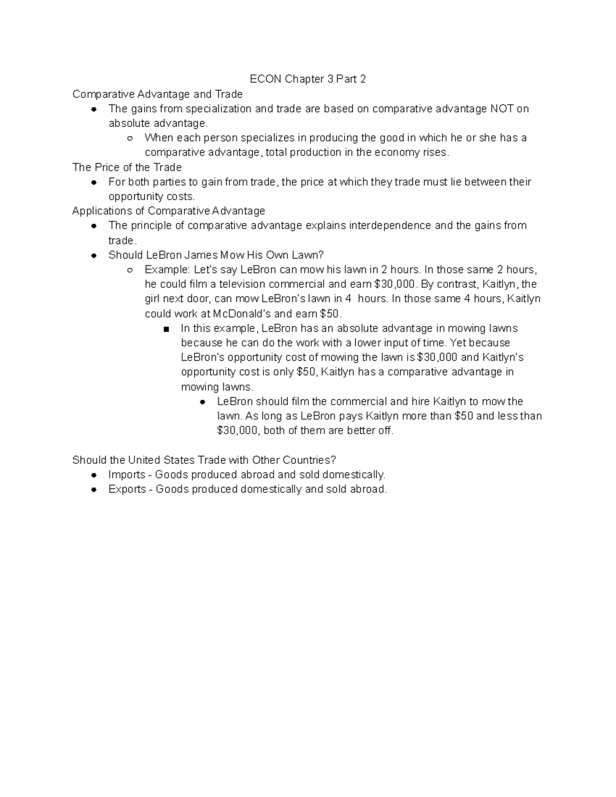 Economics ECON Chapter 3 Part 2: Comparative Advantage & Trade Insights ...