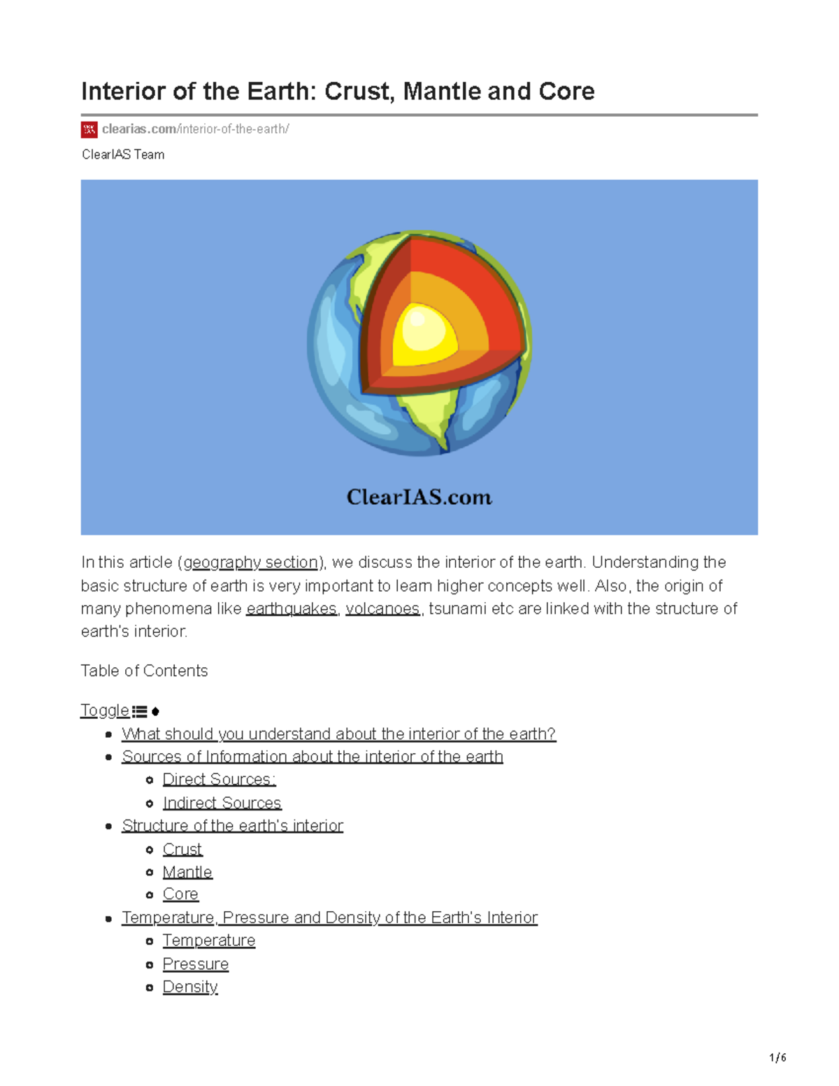Clearias.com-Interior of the Earth Crust Mantle and Core - ClearIAS ...