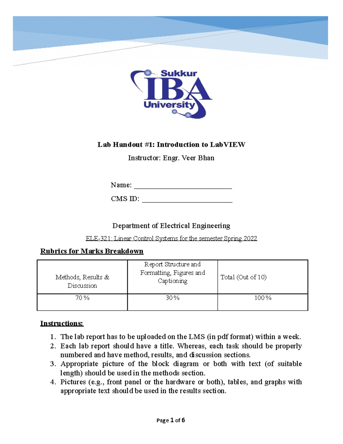Lab-1: Introduction to LabVIEW - Lab Report for ELE-321 - Studocu