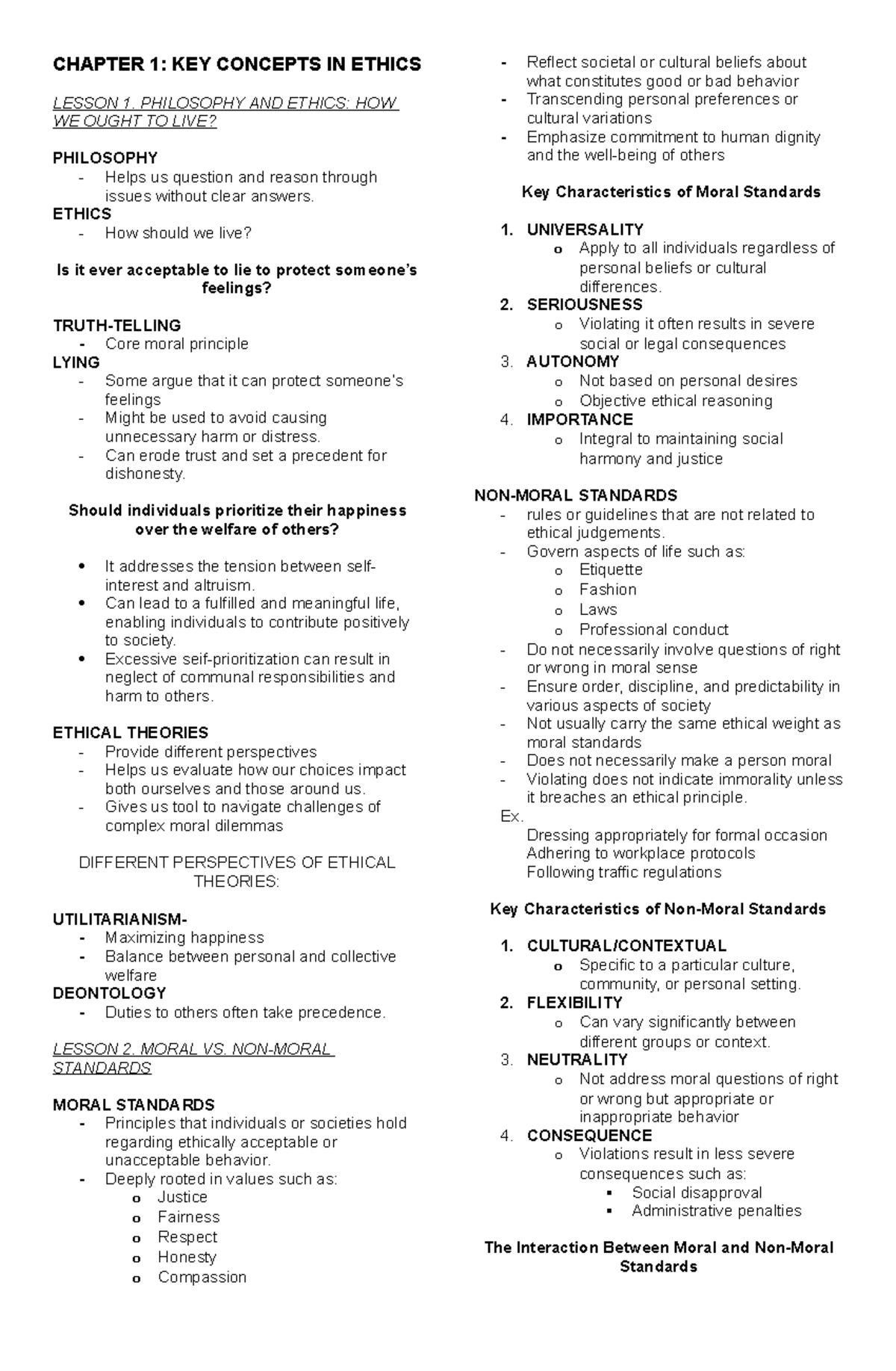 PHIL 101: CHAPTER 1 - KEY CONCEPTS IN ETHICS AND MORAL DILEMMAS - Studocu