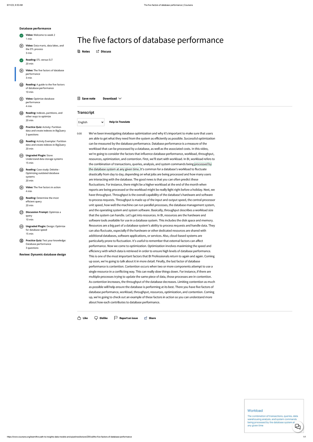 Coursera DB Performance: 5 Key Factors Explained - Studocu