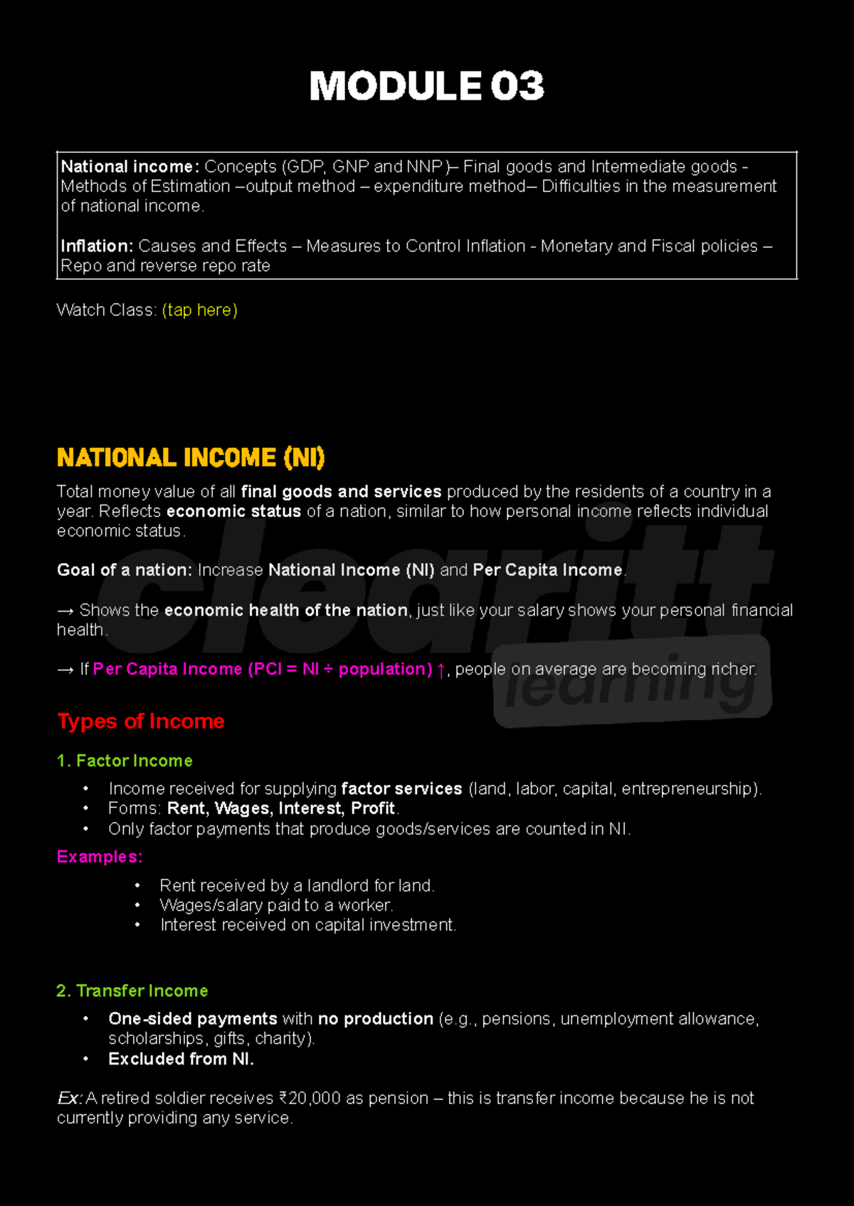 Module 03 - National Income & Inflation: Concepts and Estimation ...