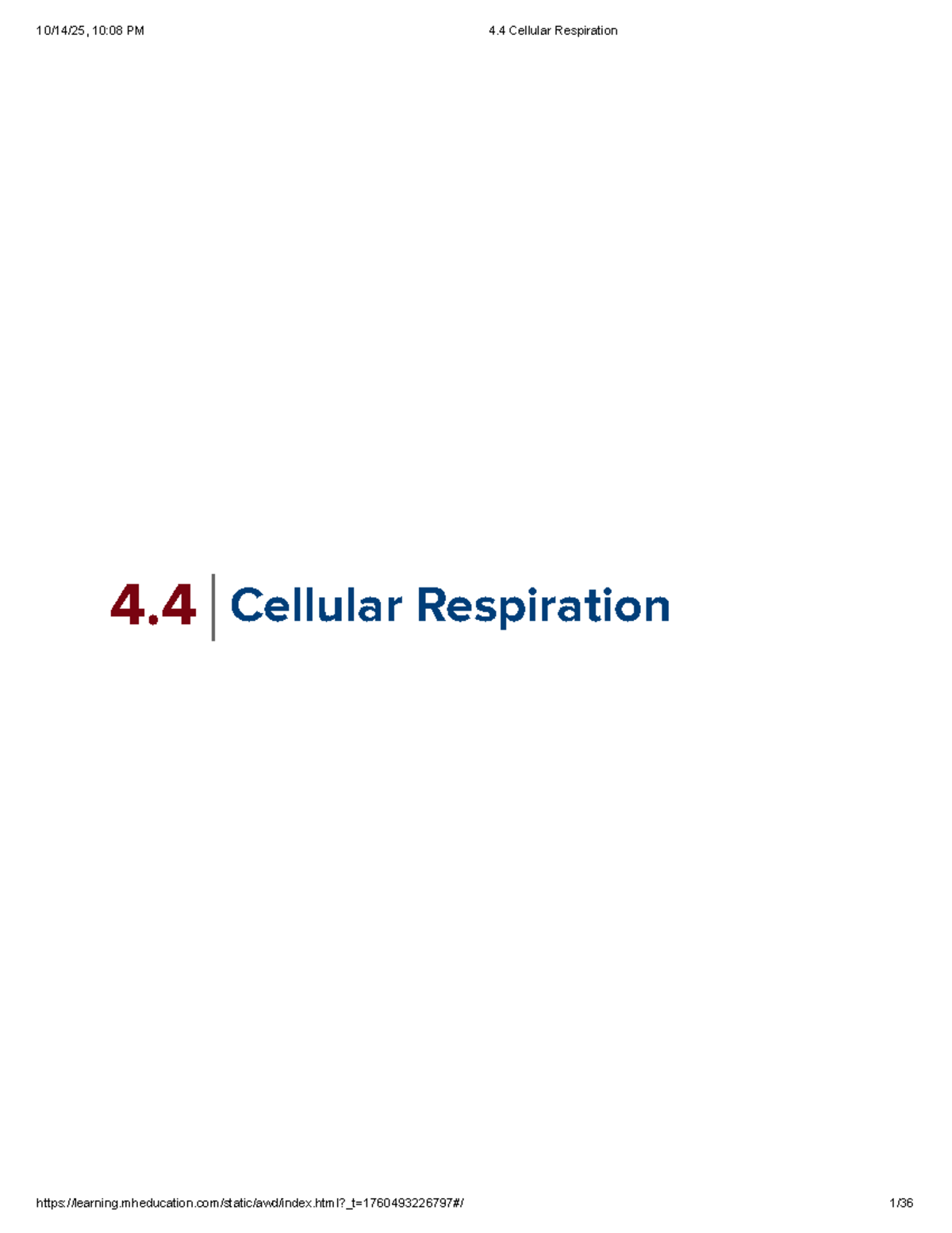 4.4 Cellular Respiration - Lecture Notes - Studocu