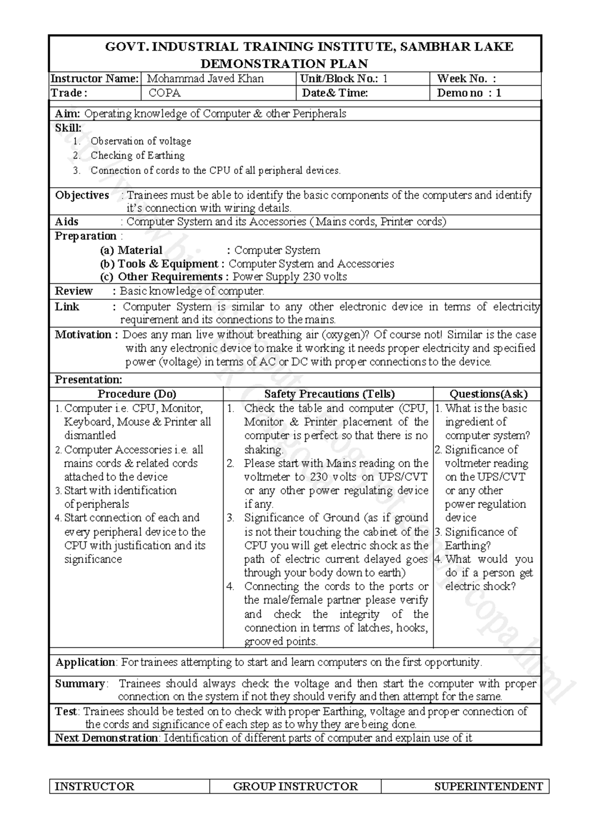 Demonstration Plan for COPA Trade: Final Exam Preparation Guide - Studocu