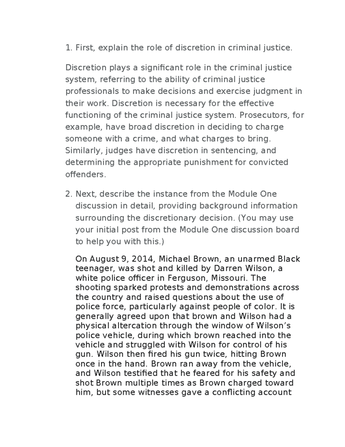 Discretion in Criminal Justice: Module 3-2 Analysis and Insights - Studocu