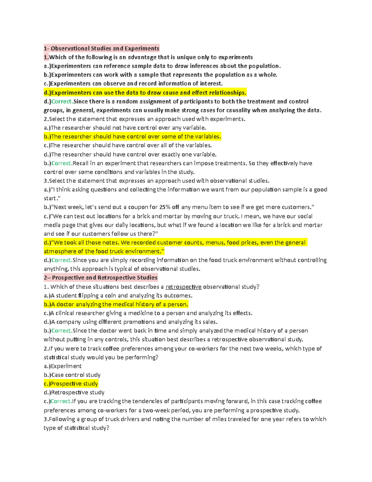 Unit 1: Experiments in Observational and Experimental Studies - Studocu