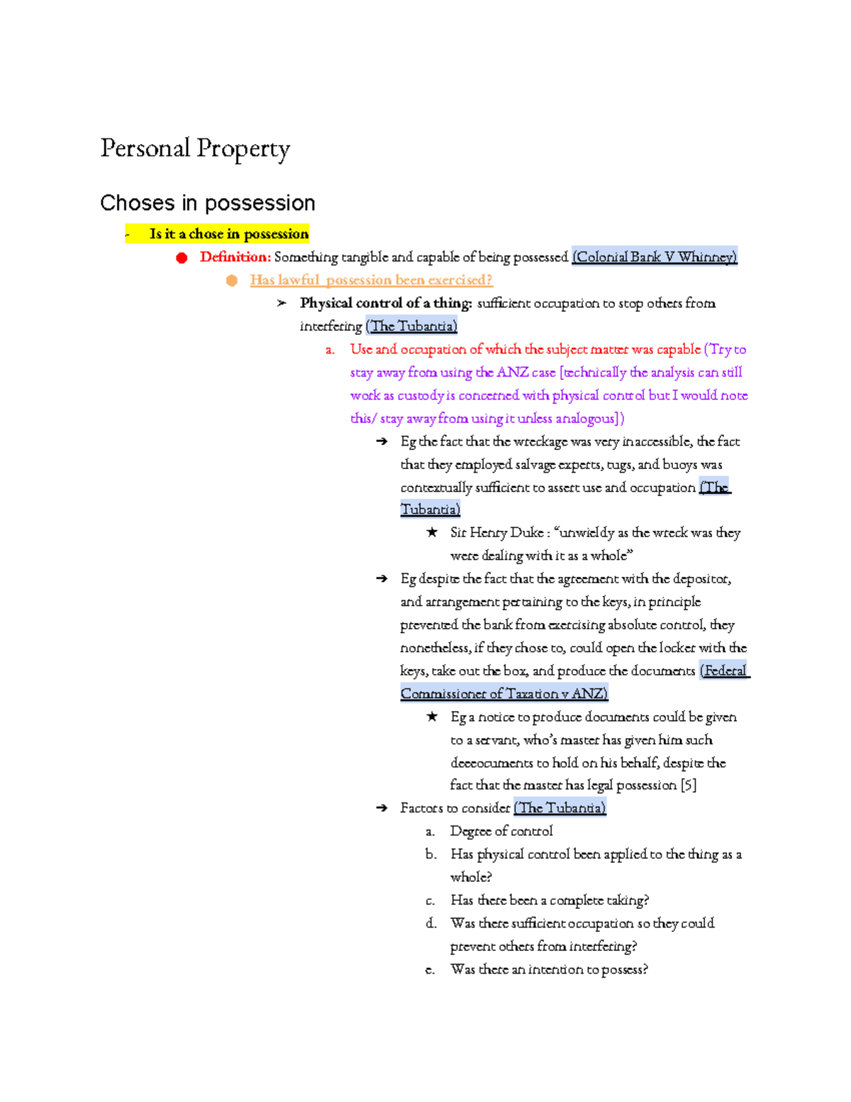 Choses in Possession Analysis: Problem Solving Guide for Legal Studies ...