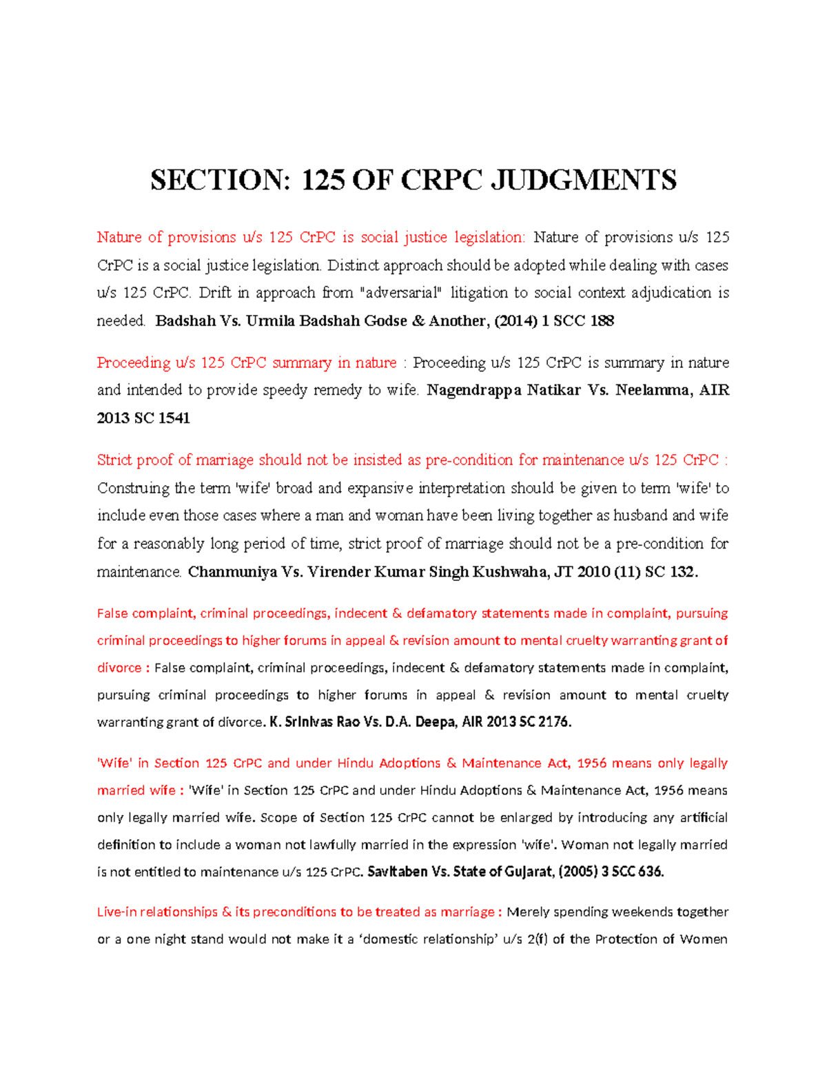 Judgments and Provisions Under Section 125 CrPC: A Comprehensive ...