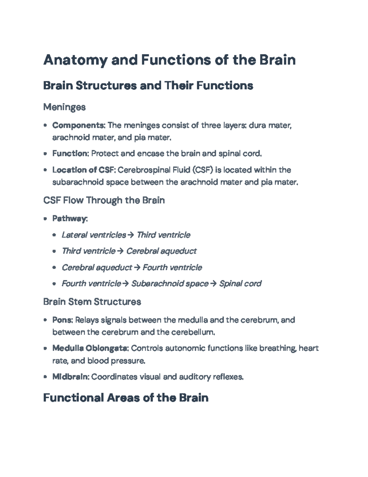 Anatomy and Functions of the Brain: Structures and Sensory Modalities ...