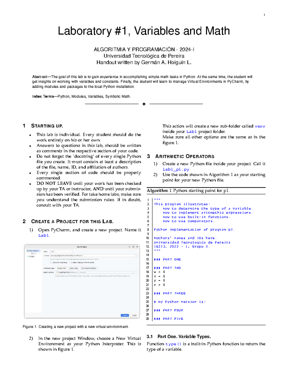 Lab1 Python Variables And Math In Algoritmia Y Programación Studocu