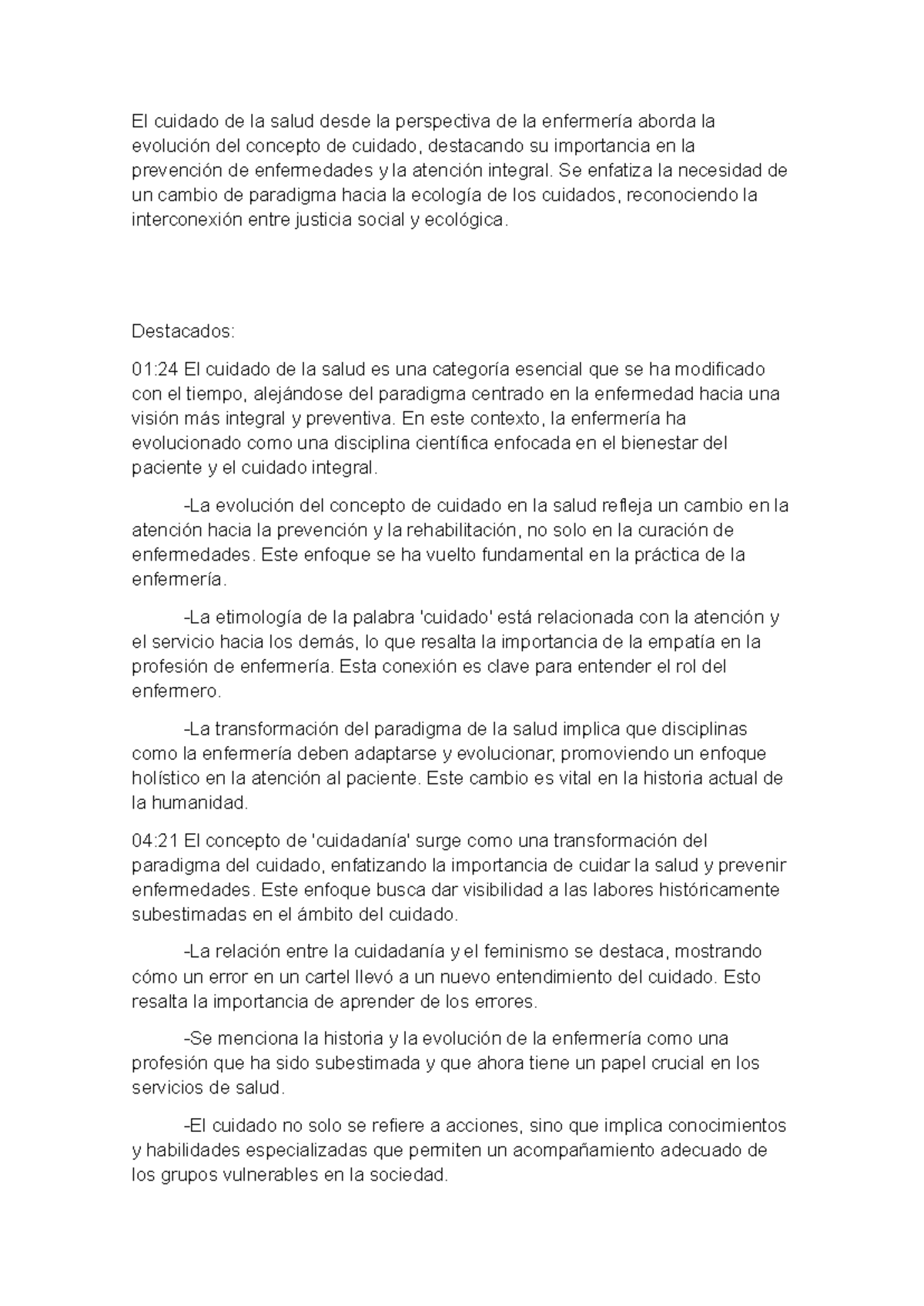 Transformaciones del Cuidado en Salud desde la Perspectiva de ...