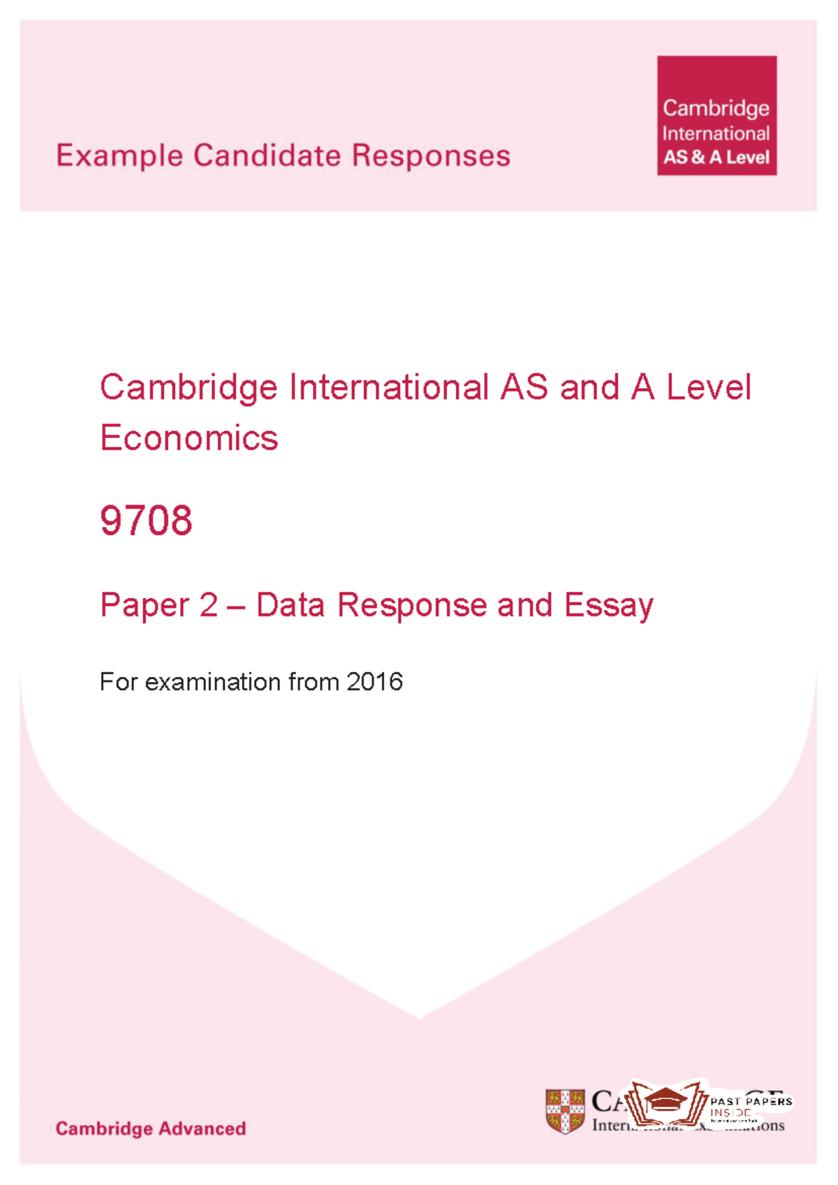 Cambridge International AS and A Level Economics 9708 Example Candidate ...