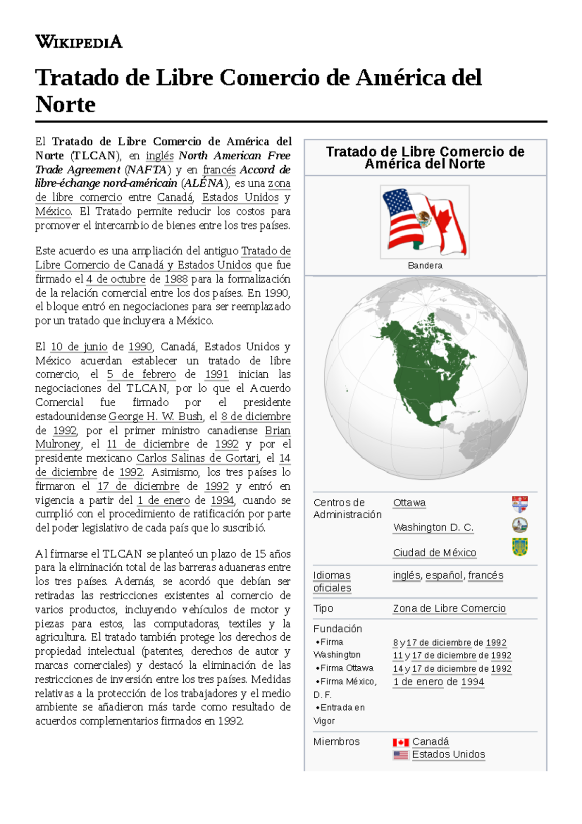 Tratado de Libre Comercio de América del Norte - Tratado de Libre ...