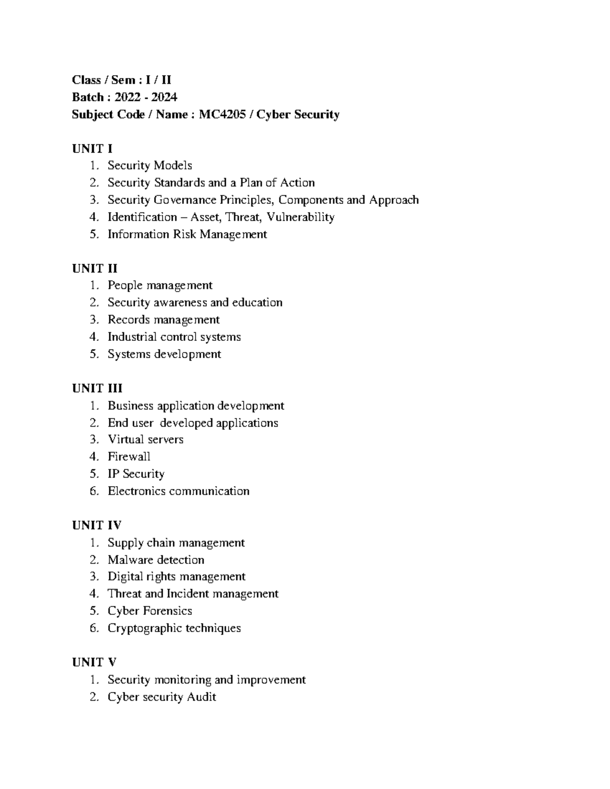 MC4205 Cyber Security Important Questions for Exam Preparation - Studocu