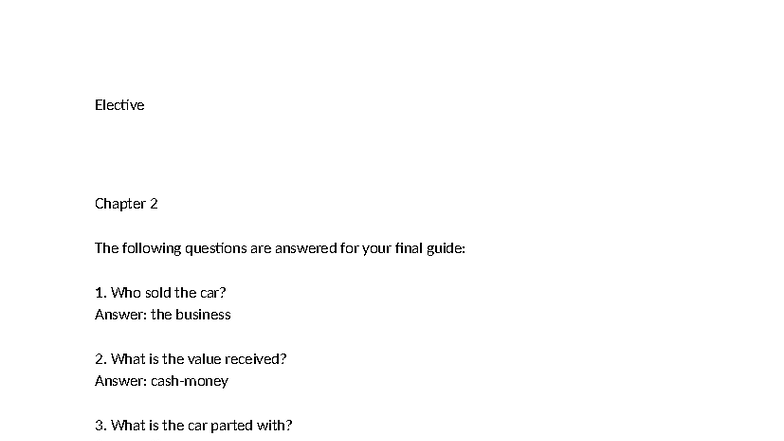 Elective ACC 101 Final Exam Guide: Chapter 2 Overview and Key Concepts ...