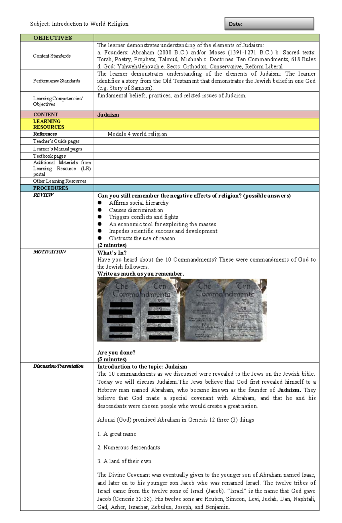 HUMSS 101: Judaism Overview and Key Concepts in World Religion - Studocu