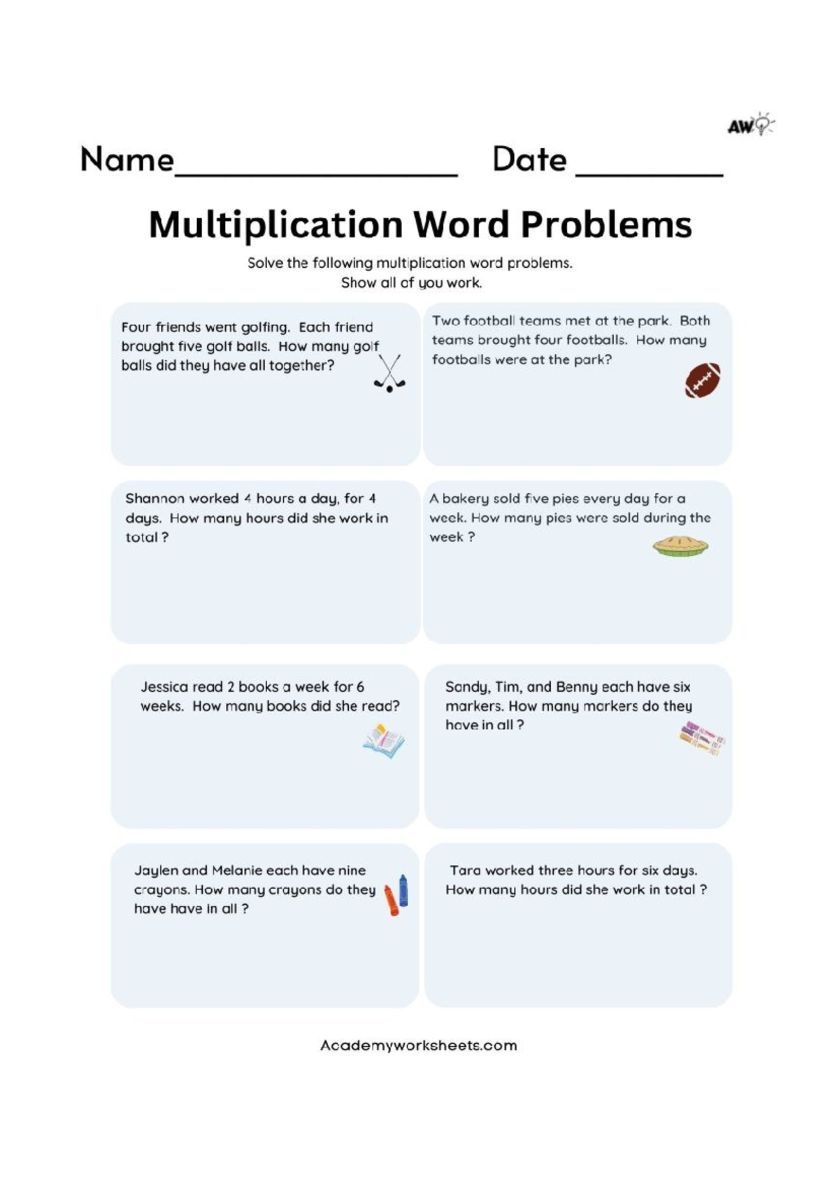Multiplication Word Problems Practice for Grade 4 - Math HW - Studocu
