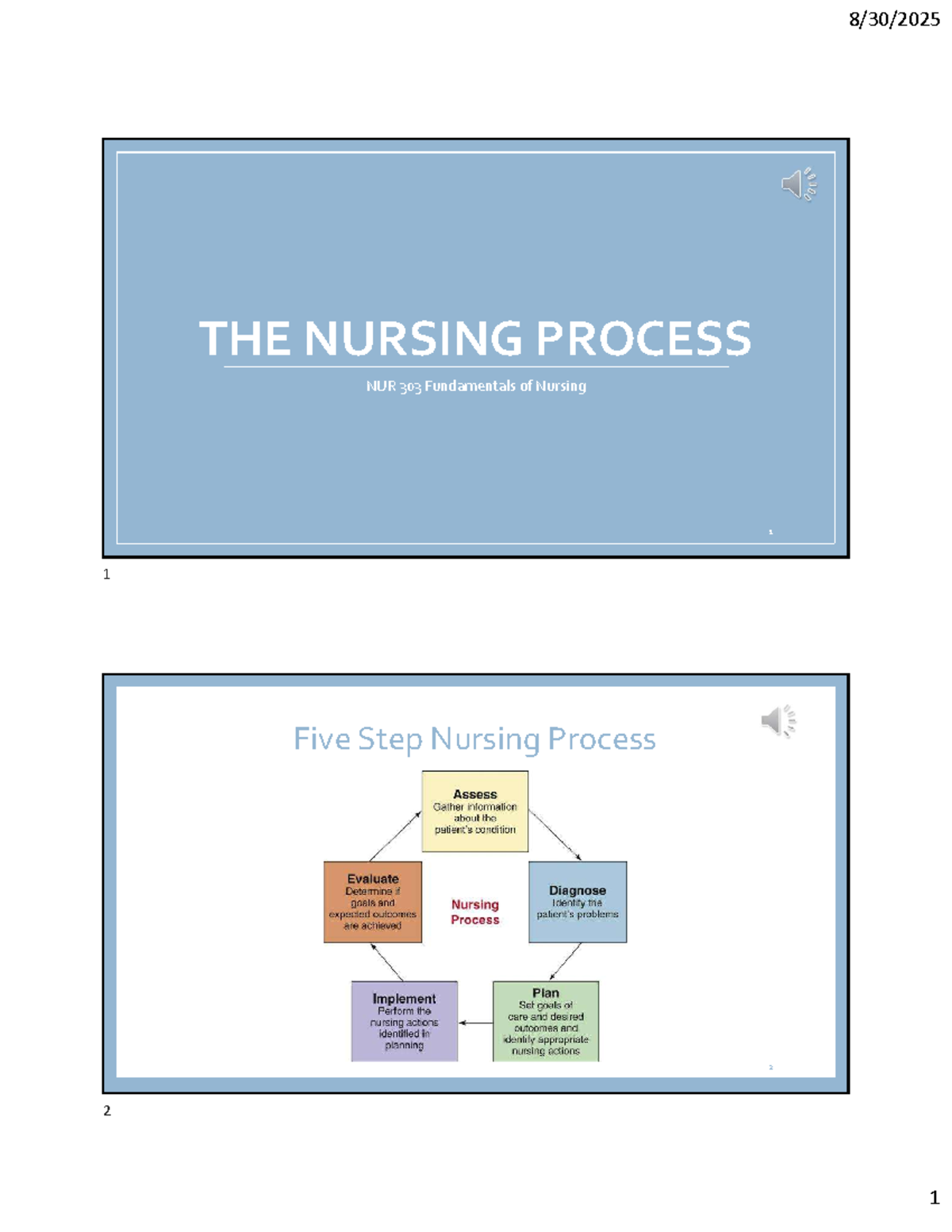 The Nursing Process: Assessment & Diagnosis Insights for NUR 303 - Studocu