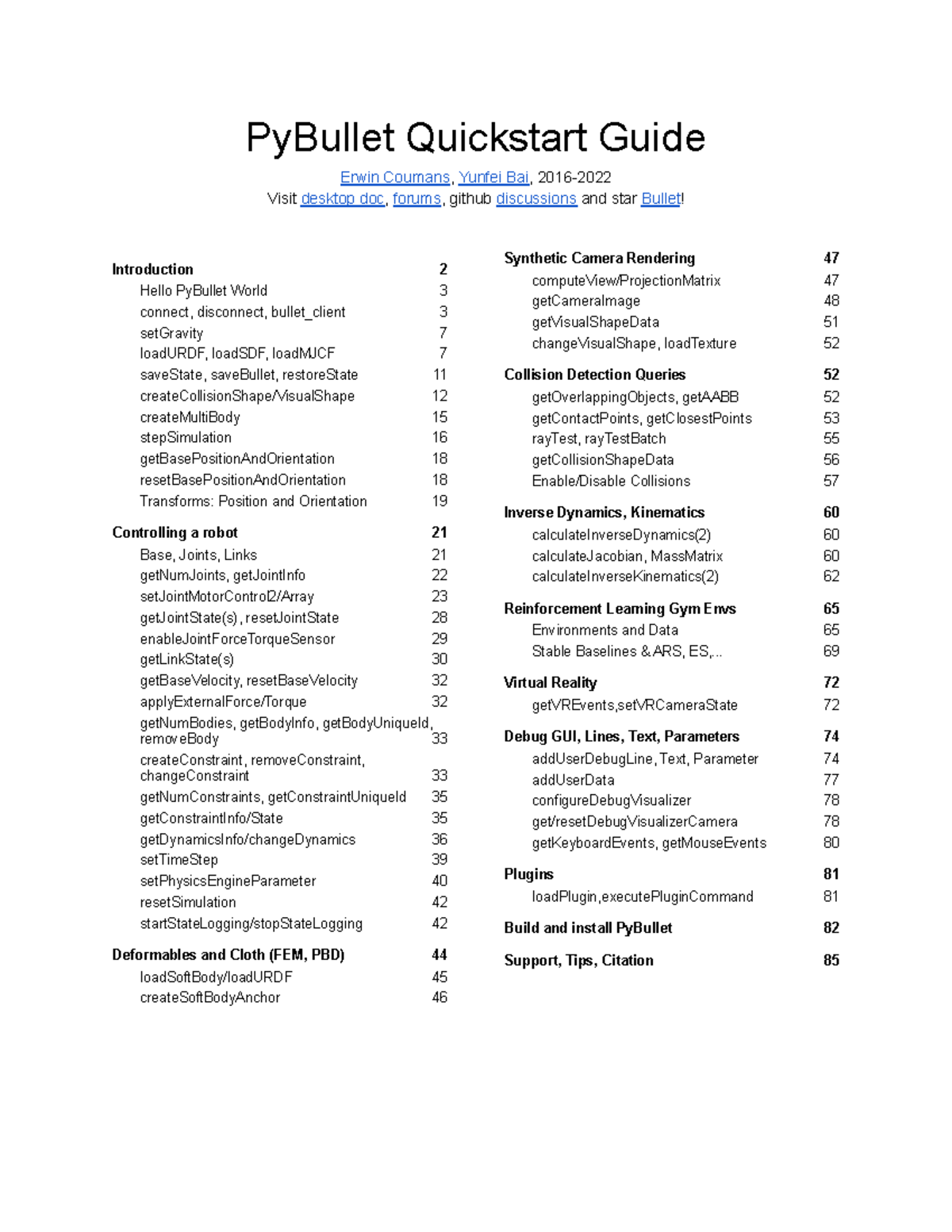 PyBullet Quickstart Guide: Robotics Simulation Basics - Document Preview
