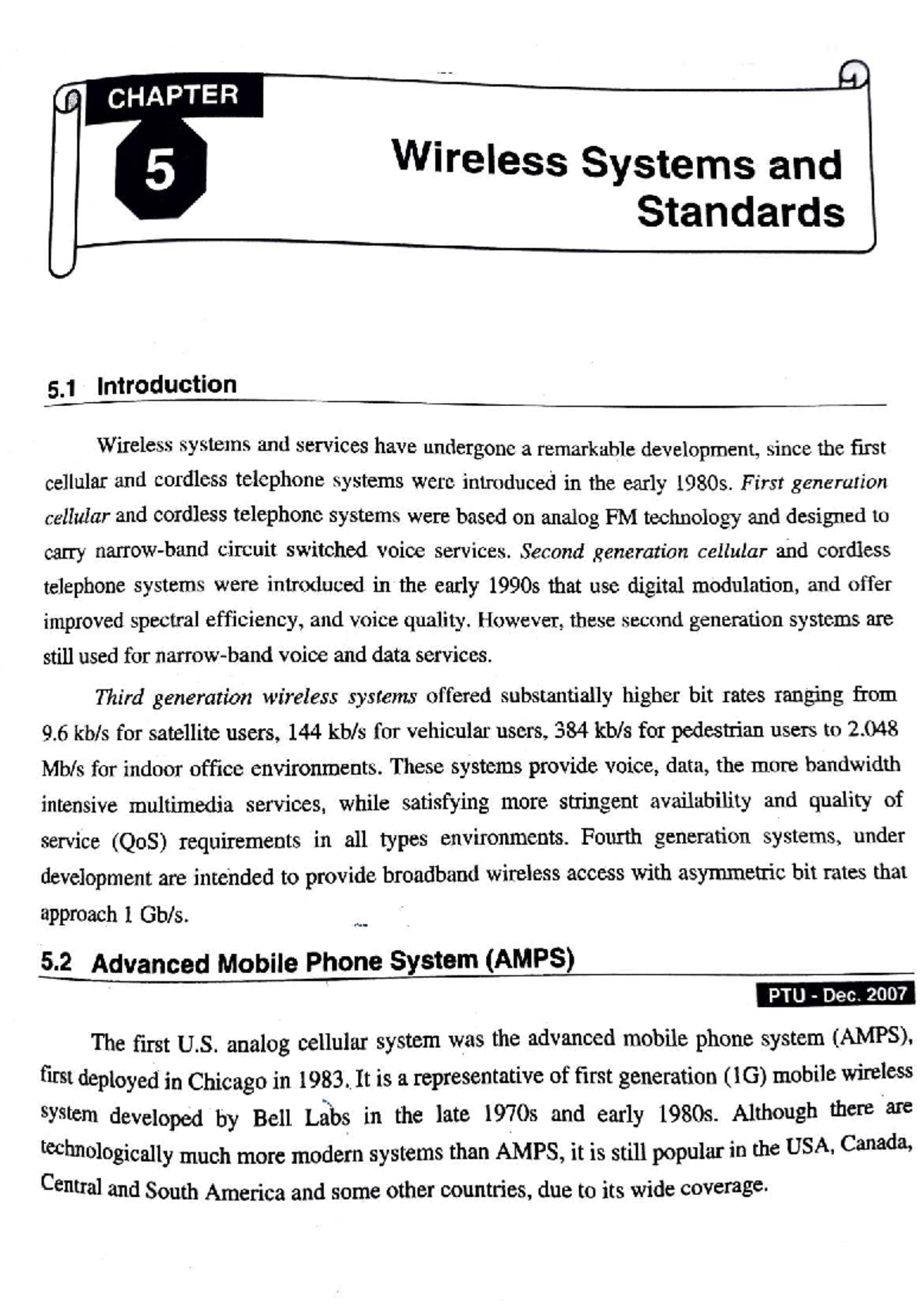 CHAPTER 5 Wireless Systems and Standards (PTU) - Overview and Key ...