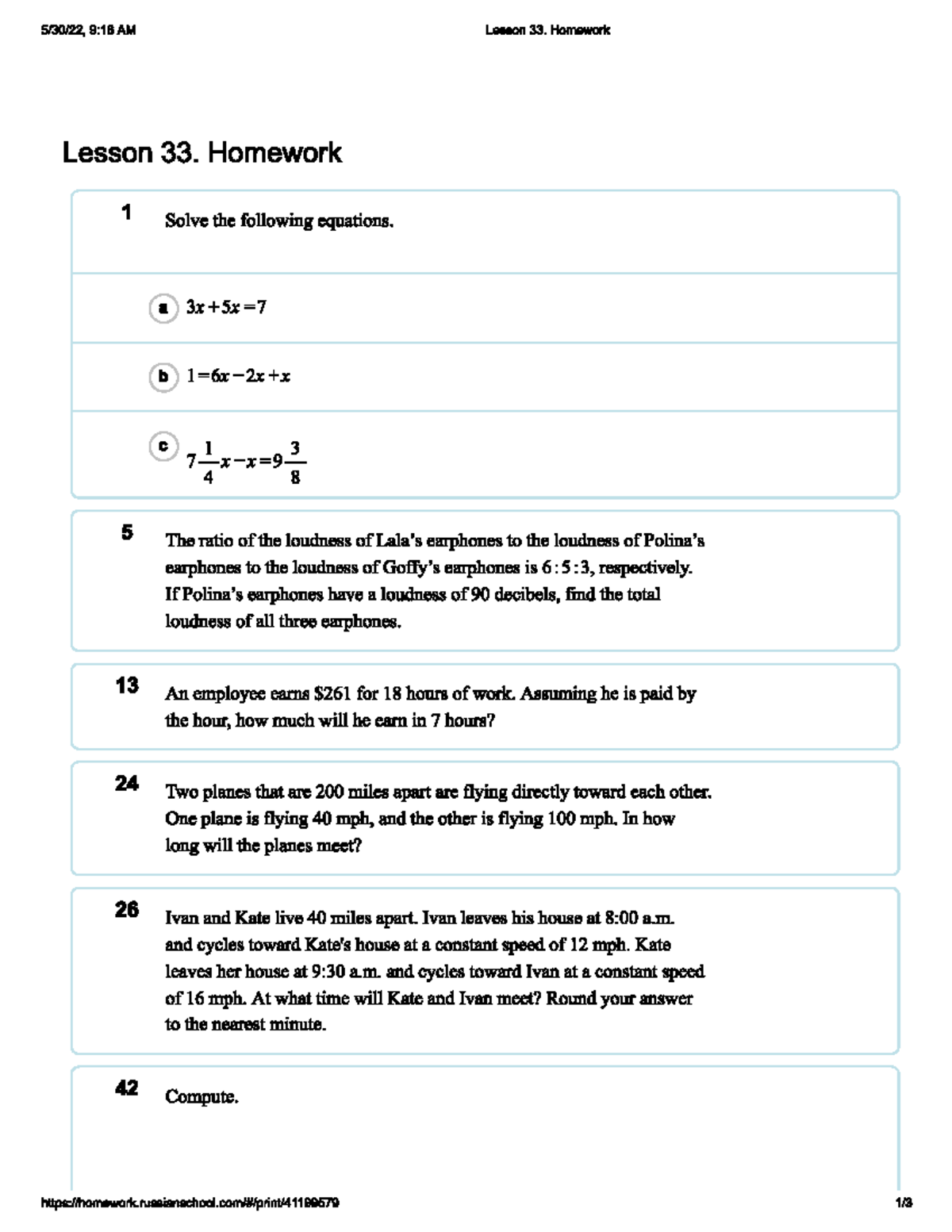 Lesson 33 Homework (9:16 AM) - Algebra Problem Solving - Studocu
