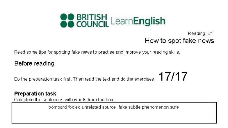 How to Spot Fake News: Tips for B1 Reading Skills - Studocu