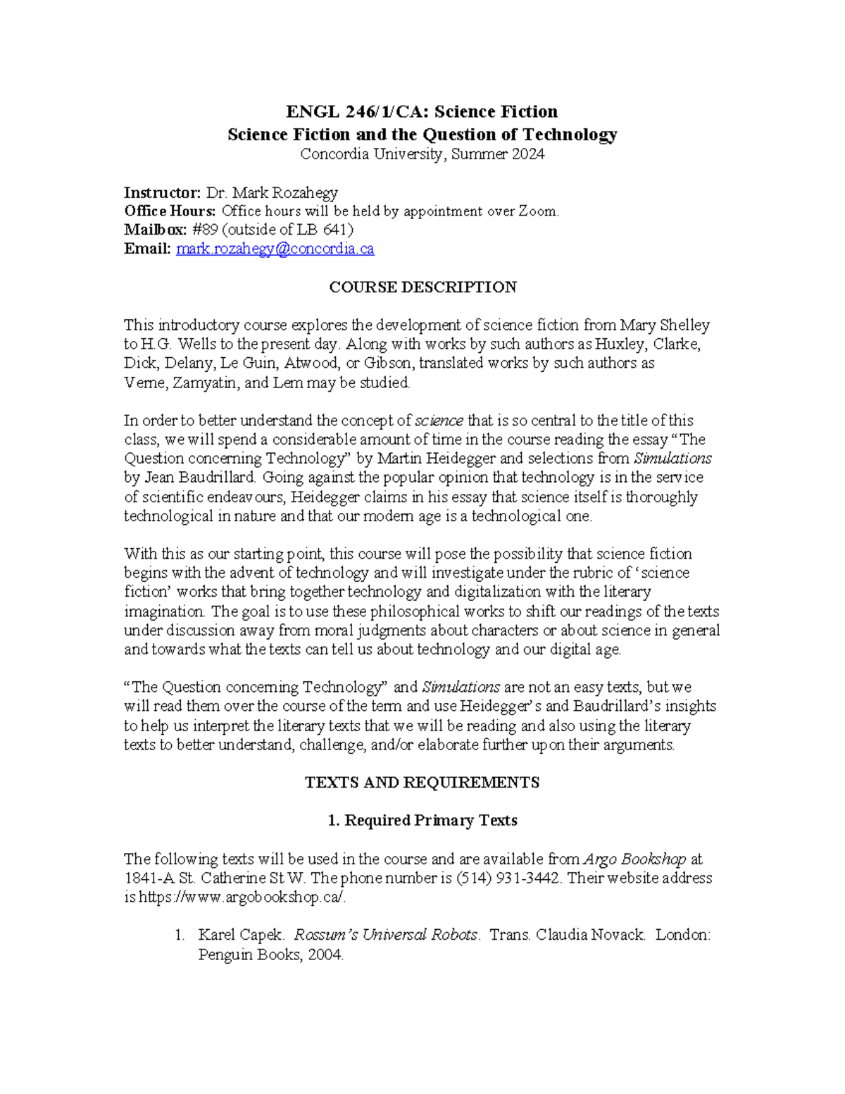 ENGL 202 Science Fiction & Technology: Course Overview & Notes - Studocu