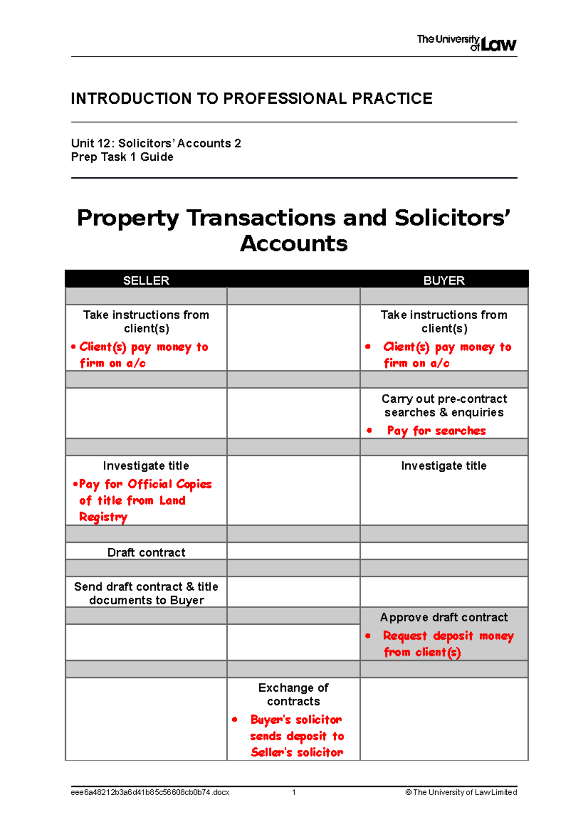 Solicitors accounts prep task01 guide - INTRODUCTION TO PROFESSIONAL ...