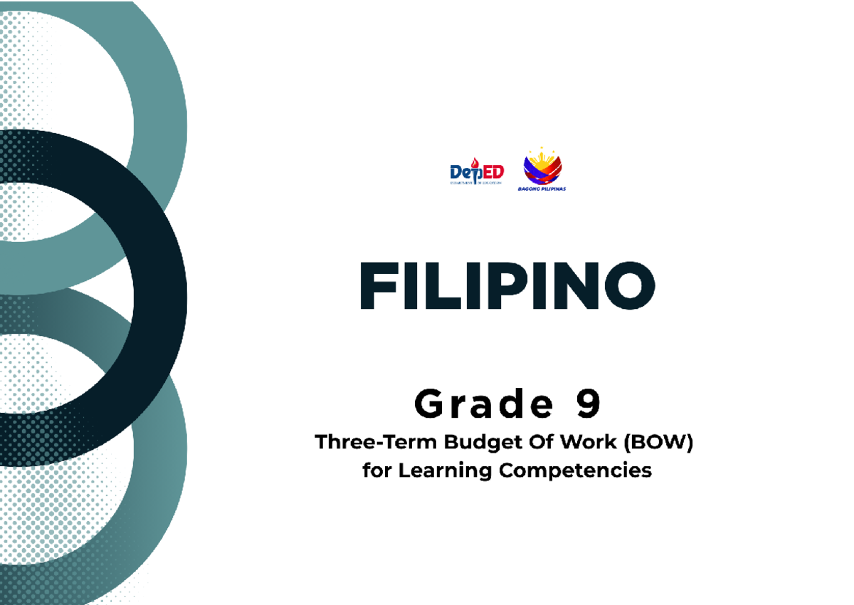 Baitang 9 Filipino: Budget of Work para sa Unang Termino - Studocu