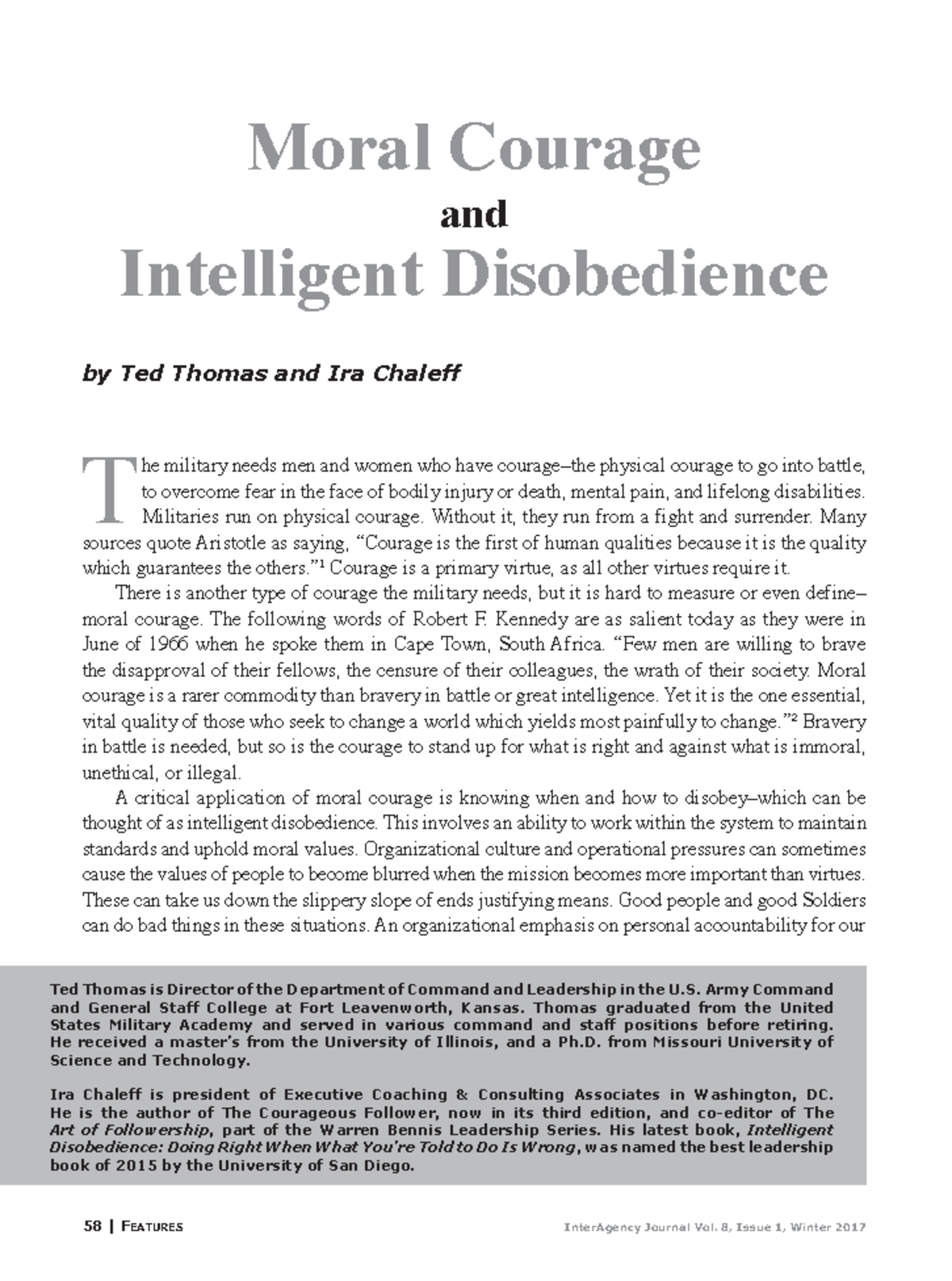 IAJ 8.1 Winter 2017: Exploring Moral Courage & Intelligent Disobedience ...