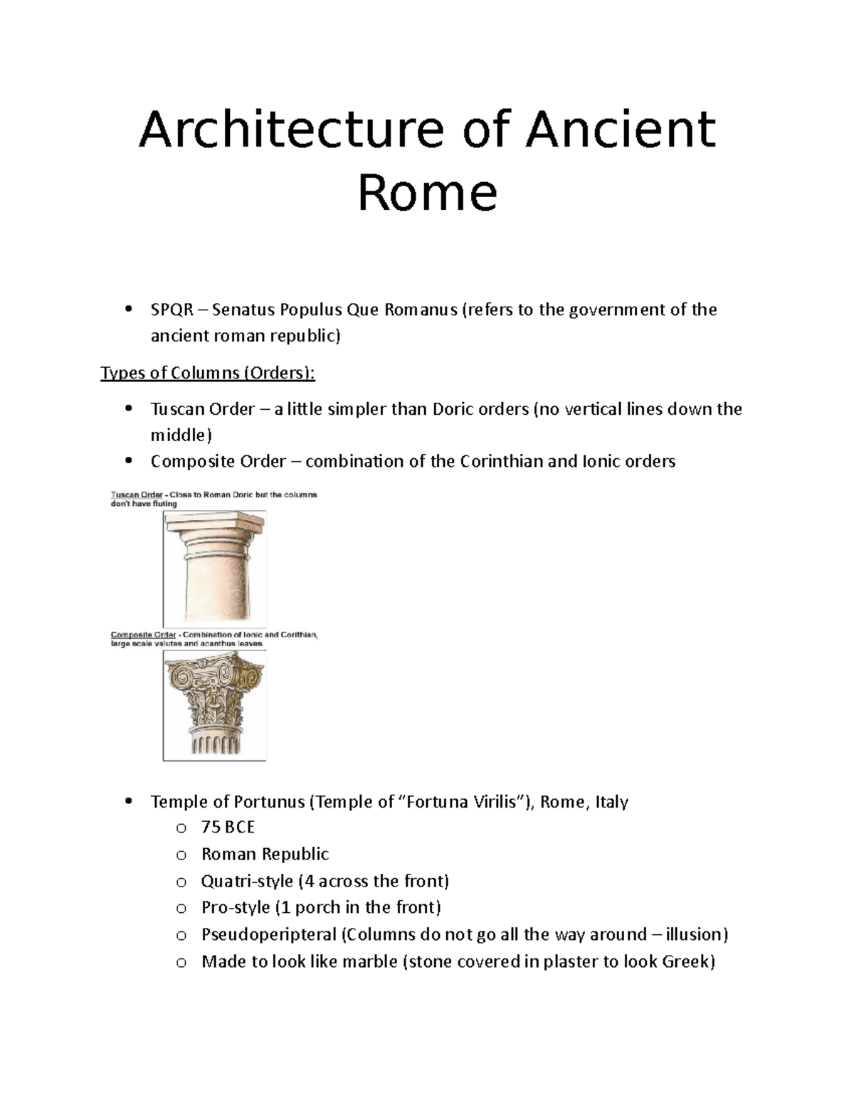 Architecture of Ancient Rome - Structures and Styles Overview - Studocu