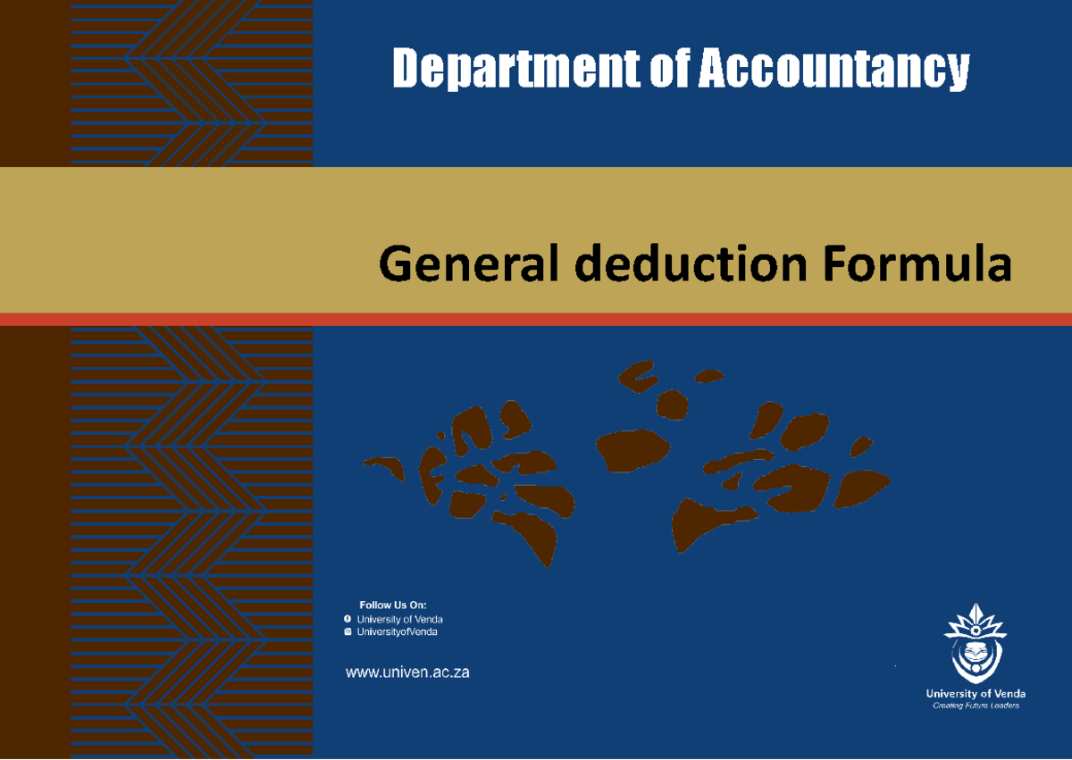 General Deduction Formula Overview - ACC 101 Lecture Notes - Studocu