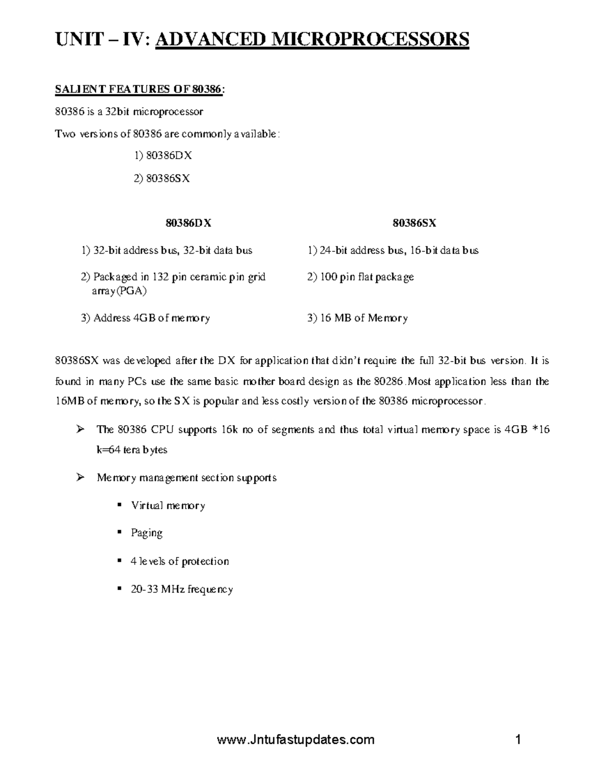 MP-MC - UNIT-4 - Advanced Microprocessors Overview in R20 - Studocu
