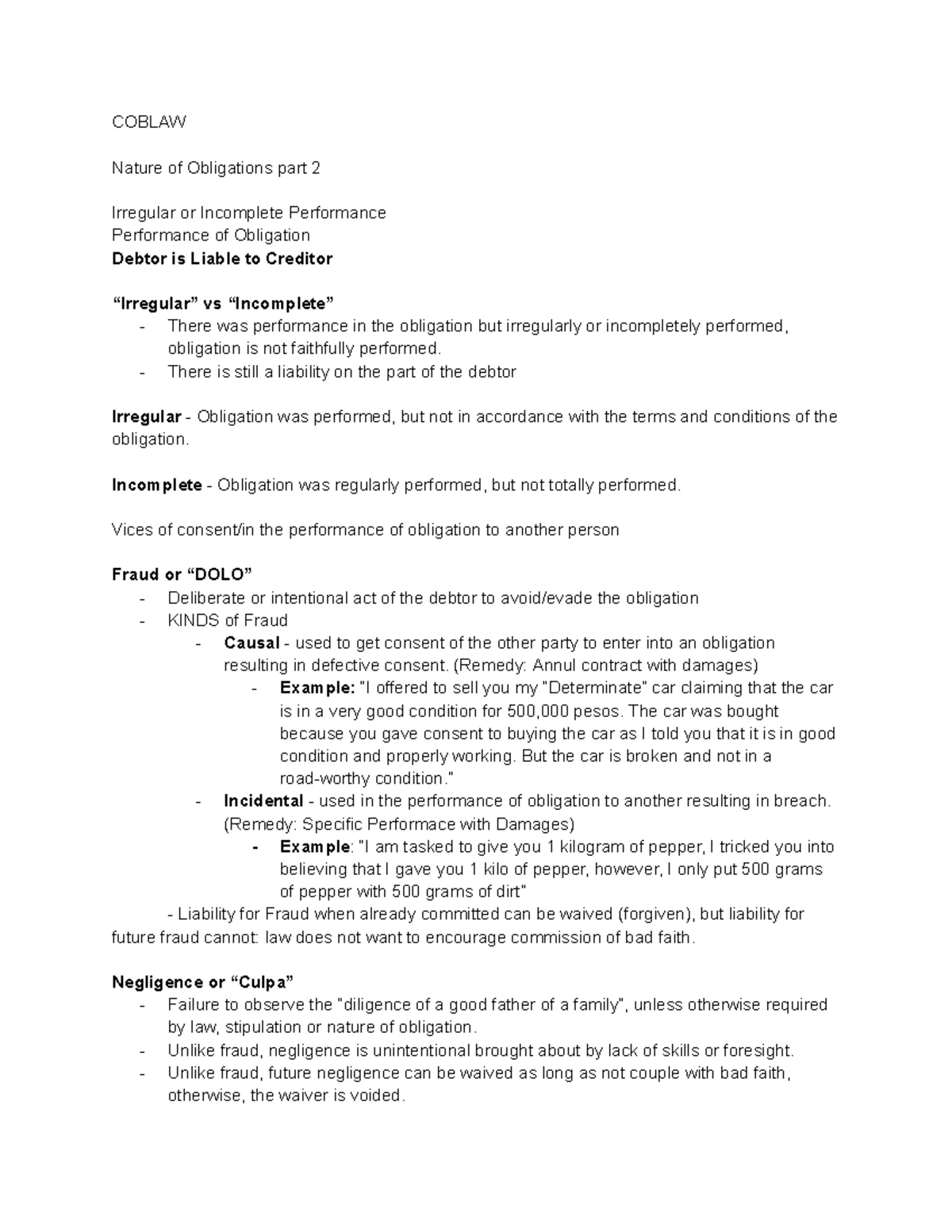 COBLAW1 - Defective Contracts: A Comparative Overview and Analysis ...