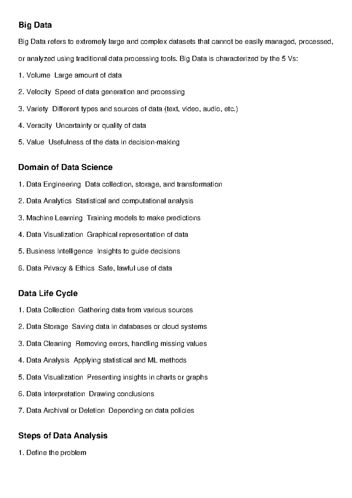 Data Science Notes - Big Data Concepts and Techniques - Studocu
