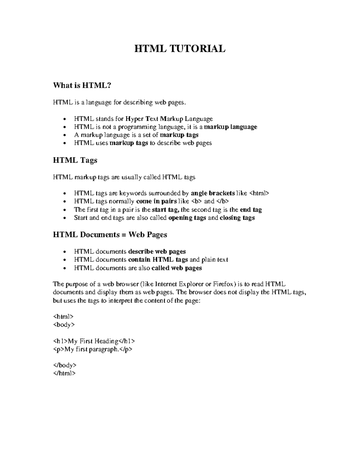 Htmlnotes-180924151434 - HTML TUTORIAL What is HTML? HTML is a language ...