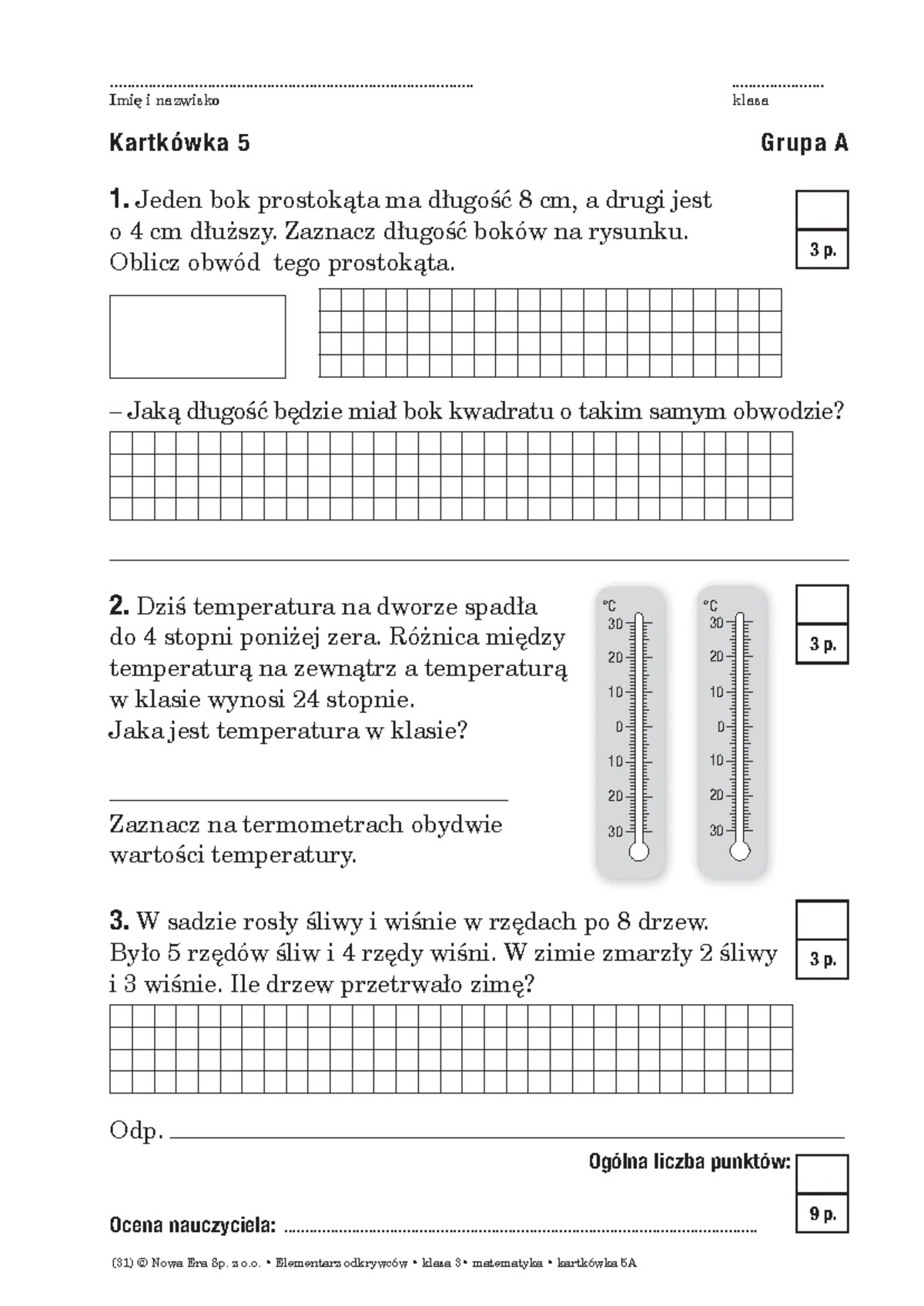 Sprawdzian Z Matematyki Dla 2 Klasy Przeczkola www.studocu.com