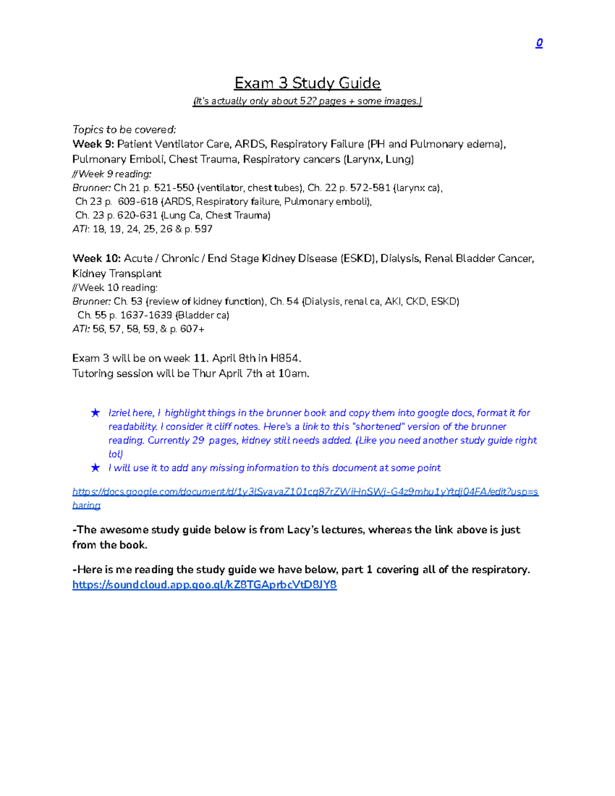 NUR 302 Exam 3 Study Guide: Respiratory & Renal Care Topics - Studocu