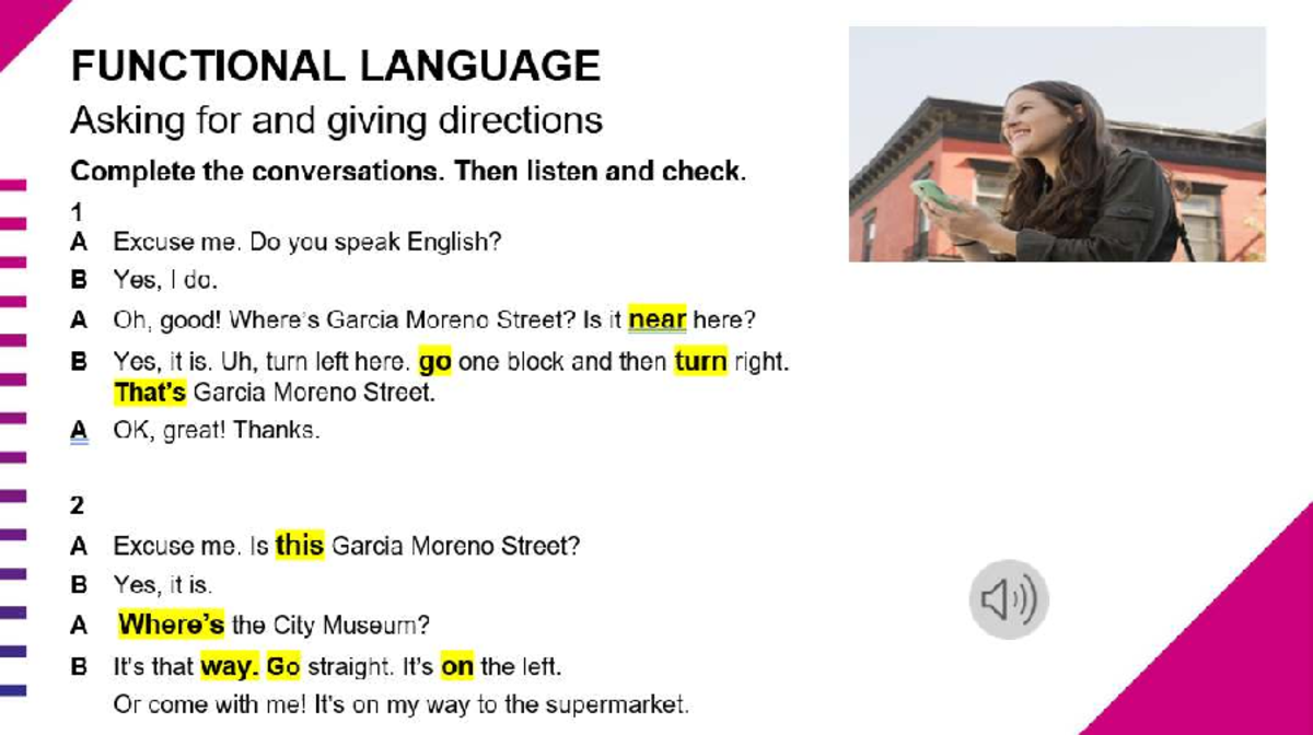 FUNCTIONAL LANGUAGE: Asking for Directions - Conversations & Listening ...