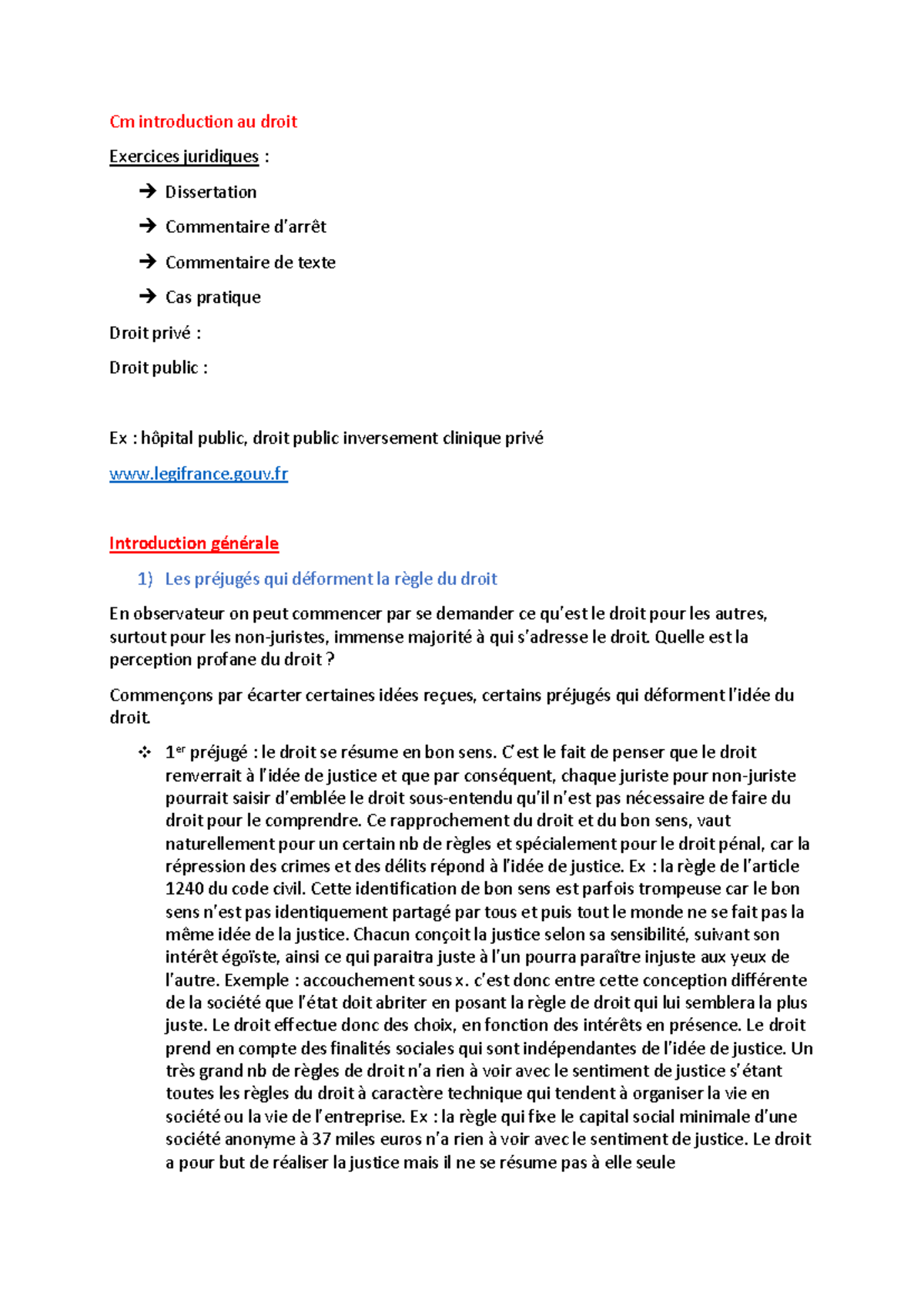 CM Introduction au Droit : Concepts et Exercices Juridiques - Studocu