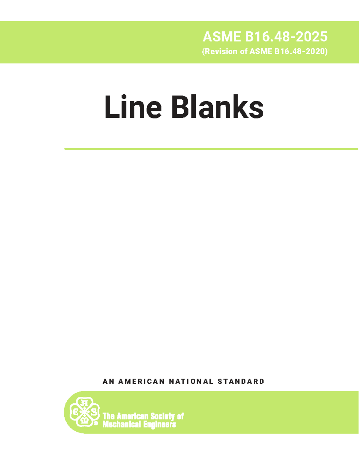 ASME B16.48 2025 - Revision of Line Blanks Standards - Document Preview