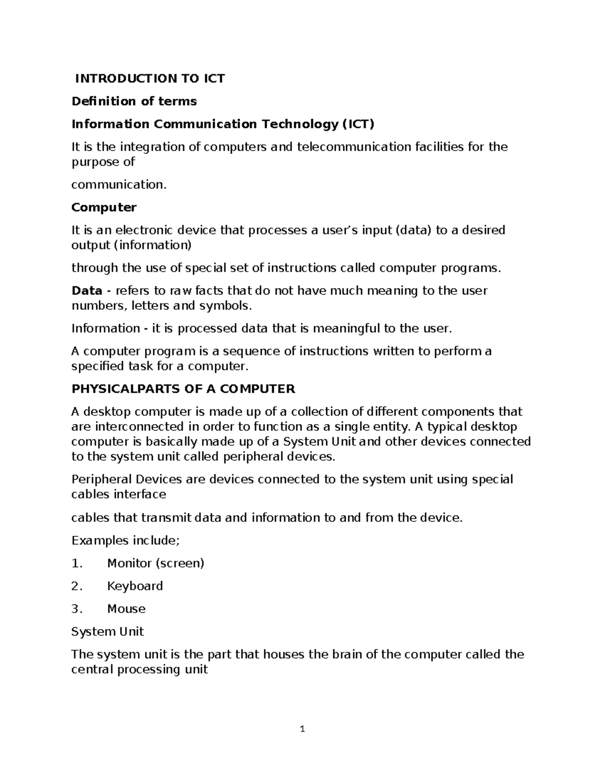 3. Introduction to ICT: Key Concepts and Definitions for Trainees - Studocu