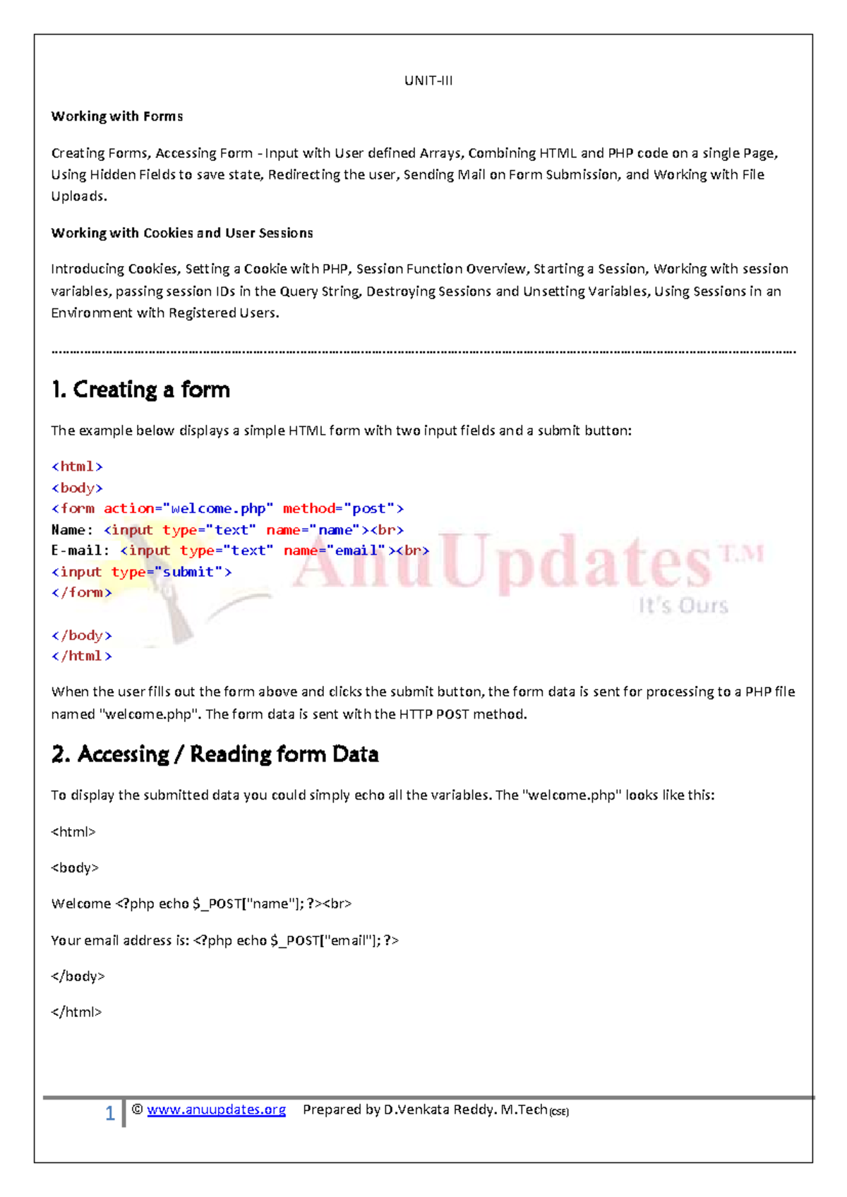 PHP & MySQL III: Forms, Cookies, Sessions, and File Uploads Guide - Studocu