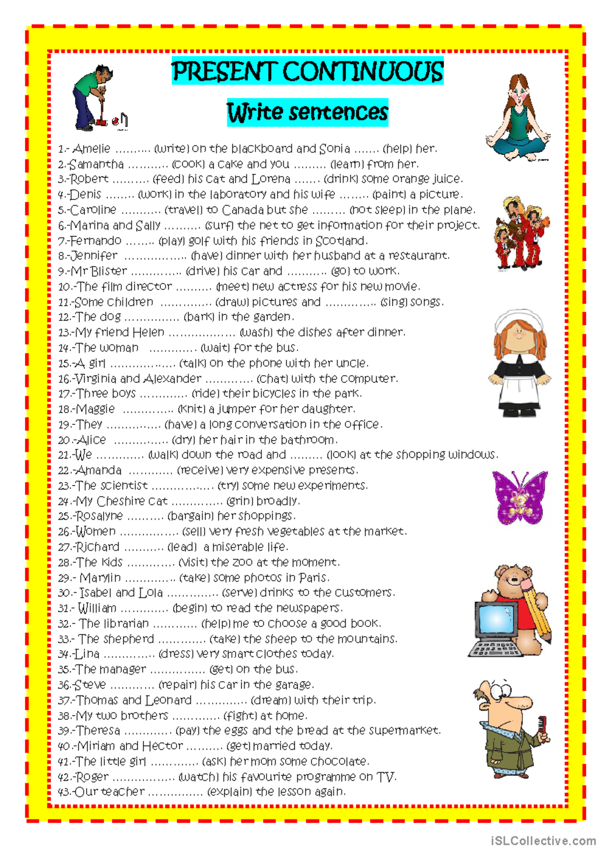 Present Continuous-3 - practice material - grammar - fr PRESENT ...